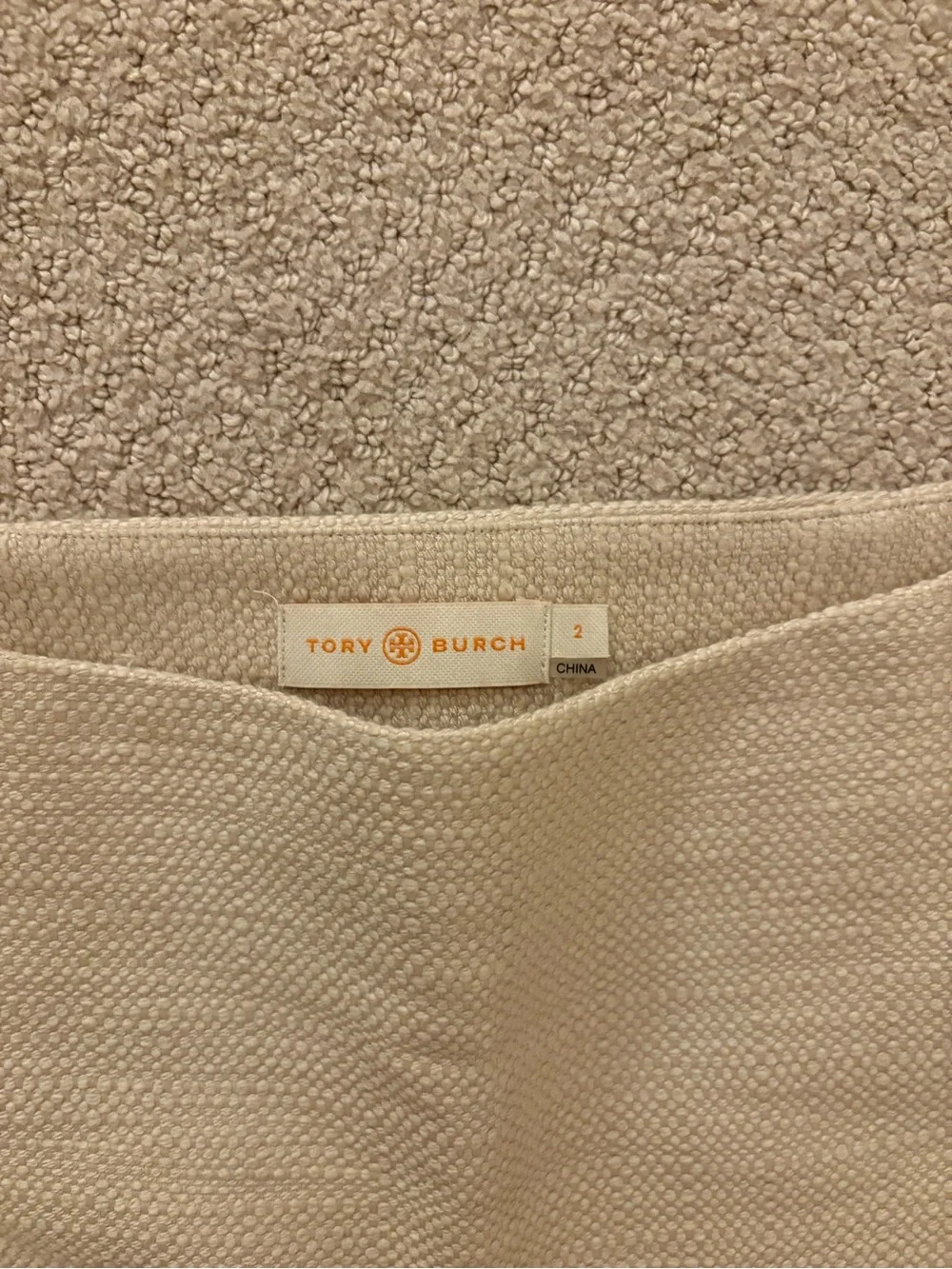 Tory Burch Beige Textured A-Line Skirt Silk Lined Size 2
