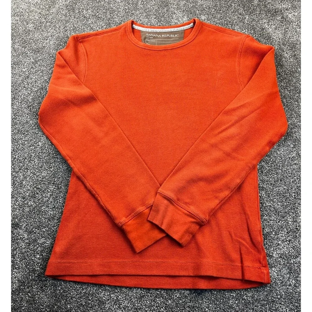 Banana Republic Sweater Men's Small Casual Crew Neck Long Sleeve Pullover Orange