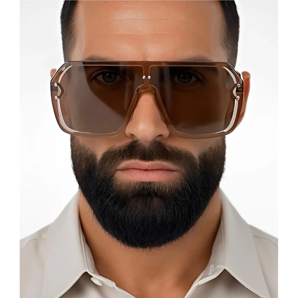 Oversized Shield Sunglasses Fashion Rimless Visor Sunglasses Men‎ Beach Shades