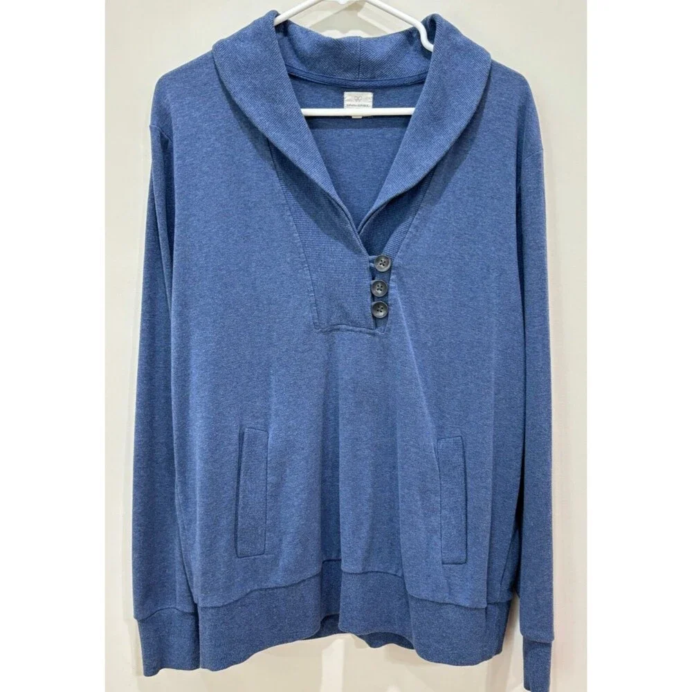 Banana Republic Blue Henley Shawl Sweater Mens XL Classic Preppy Academia