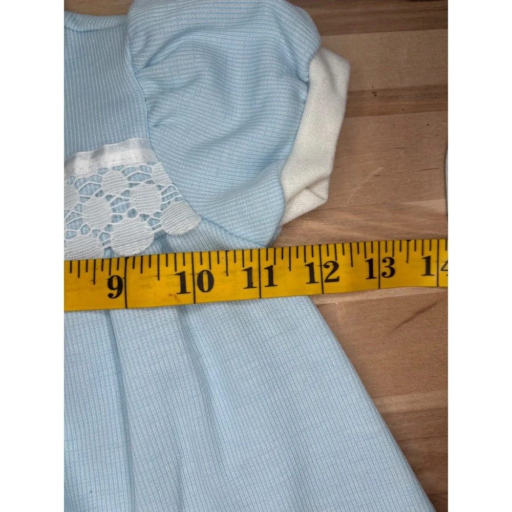 Vintage Carters Baby Girls‎ Blue Striped Lace Dress and Bloomers Set 24 Months