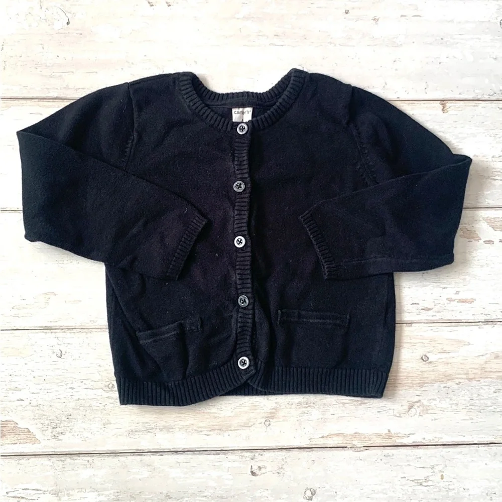 Carters 4T Girls Black Cardigan Sweater Button Up Size 4 Toddler Kids