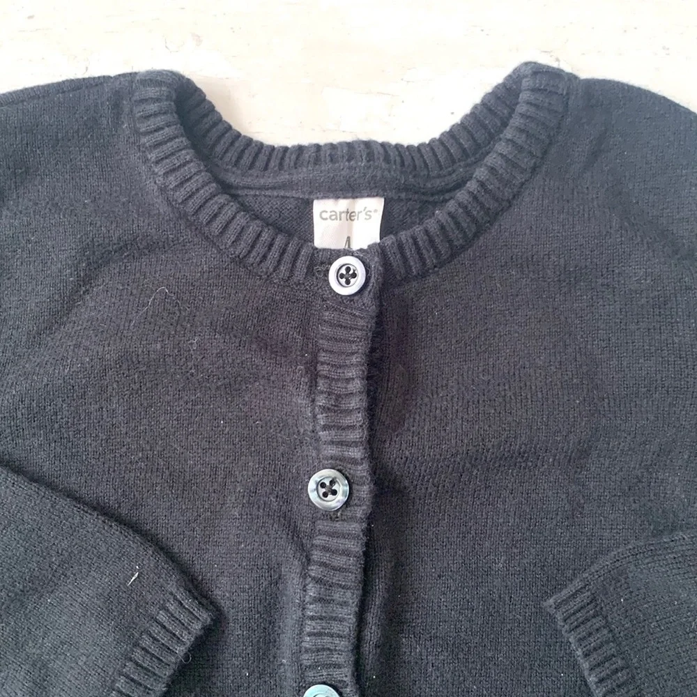 Carters 4T Girls Black Cardigan Sweater Button Up Size 4 Toddler Kids