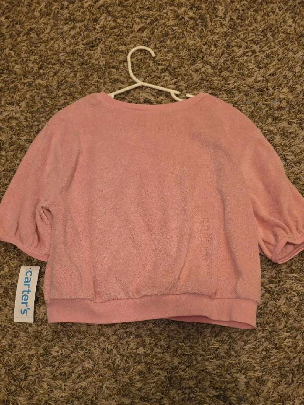 Carter's Light Pink Terry Short-Sleeve Pullover, Size 8, NWT