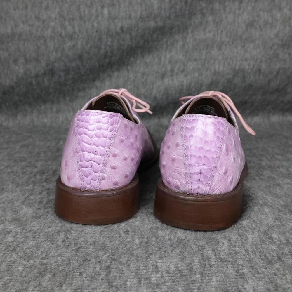Stacy Adams Shoes Mens Size 7 Pink Leather Ostrich Square Cap Toe Dress Oxford