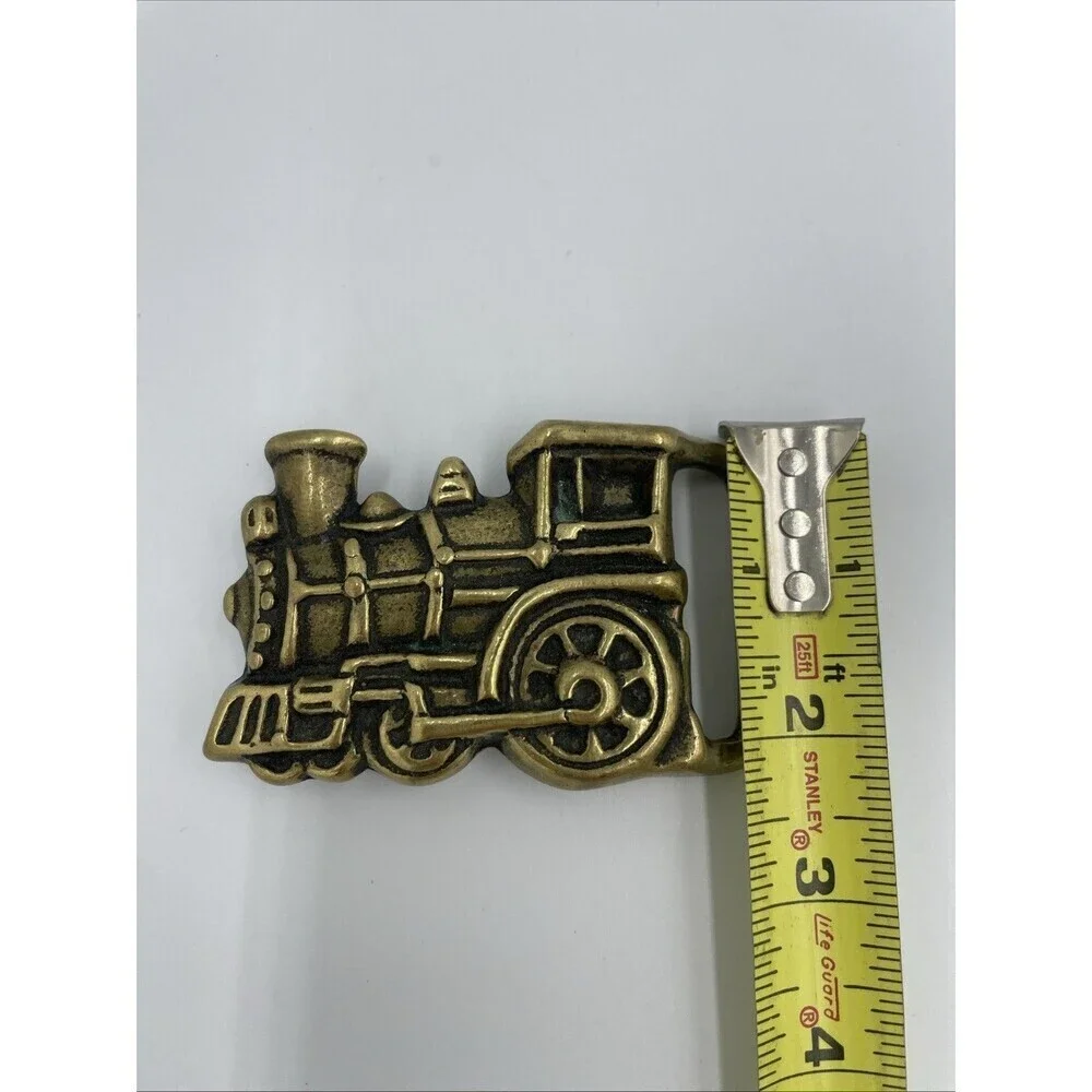 VINTAGE SOLID BRASS BELT BUCKLE LOCOMOTIVE Train Country Core
