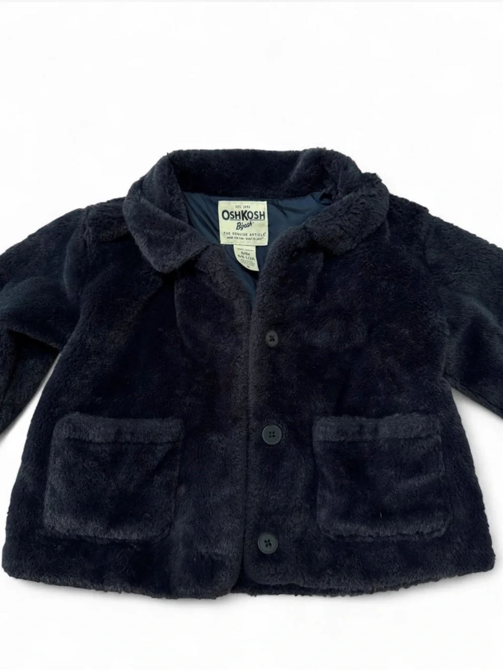 OshKosh B'gosh Plush Navy Blue Faux-Fur Pea Coat