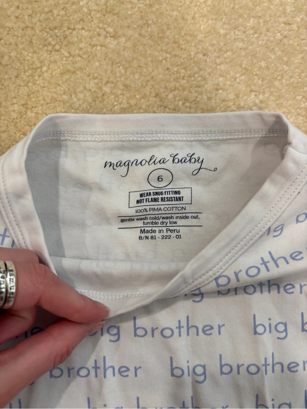 Magnolia Baby Big Brother Pajama Set Size 6