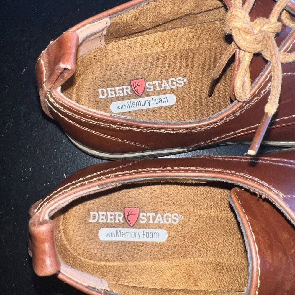 Deer Stags Mens Big Kids Zander Lace-Up Dress Shoes Oxford Redwood Brown Size 7