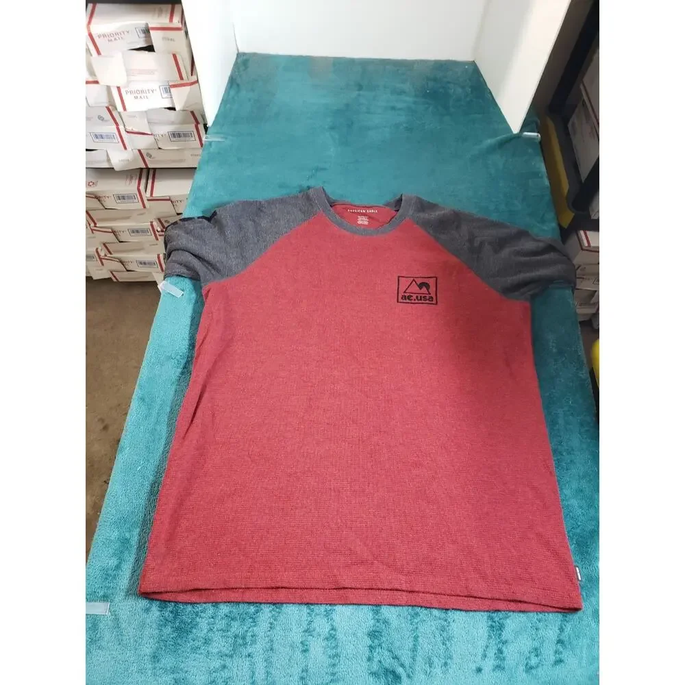 American Eagle Shirt Size 2XL XXL Mens Red Long Sleeve Thermal Winter Logo
