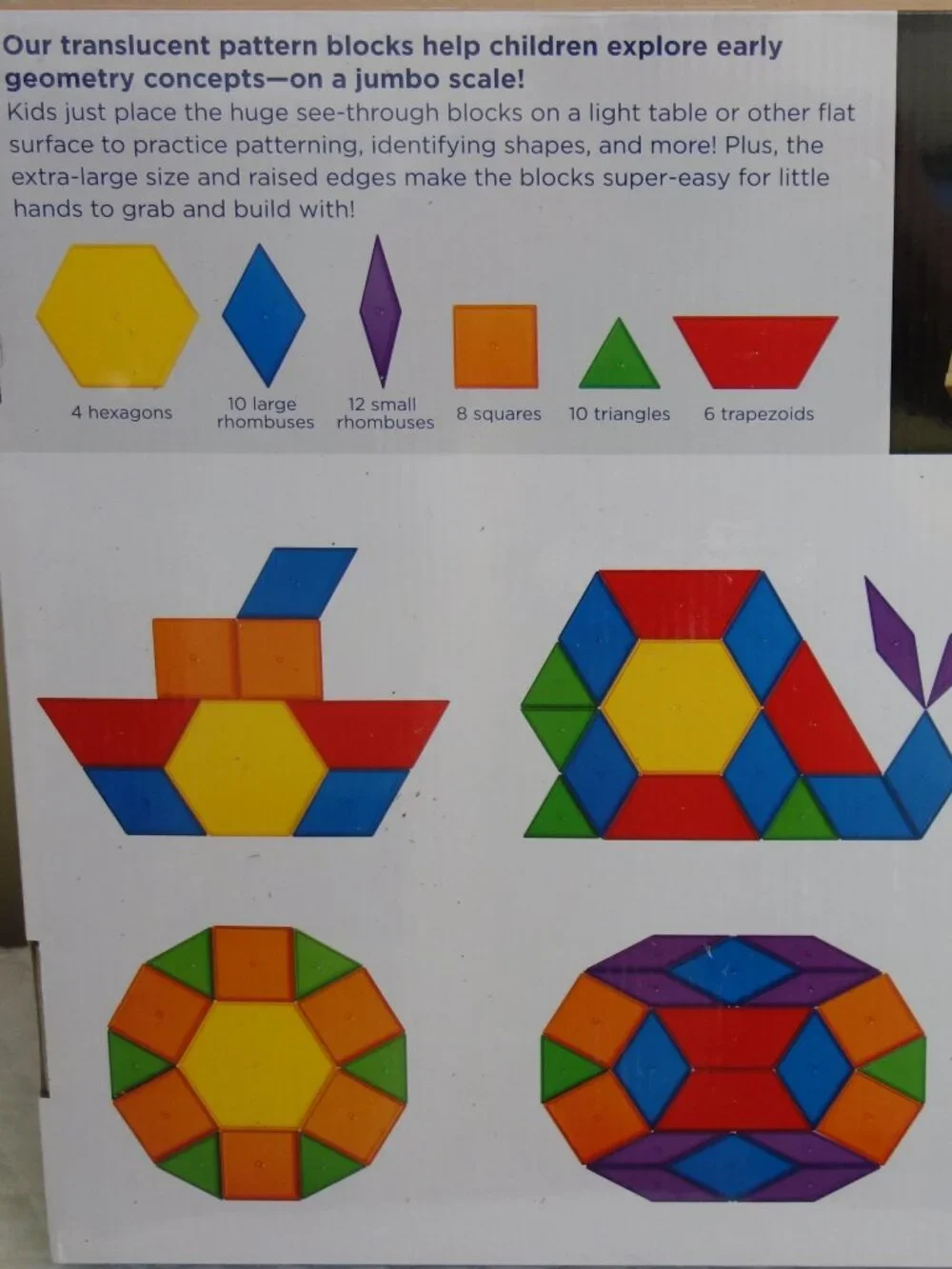(b)	NIB New LAKESHORE Jumbo Translucent Pattern Blocks