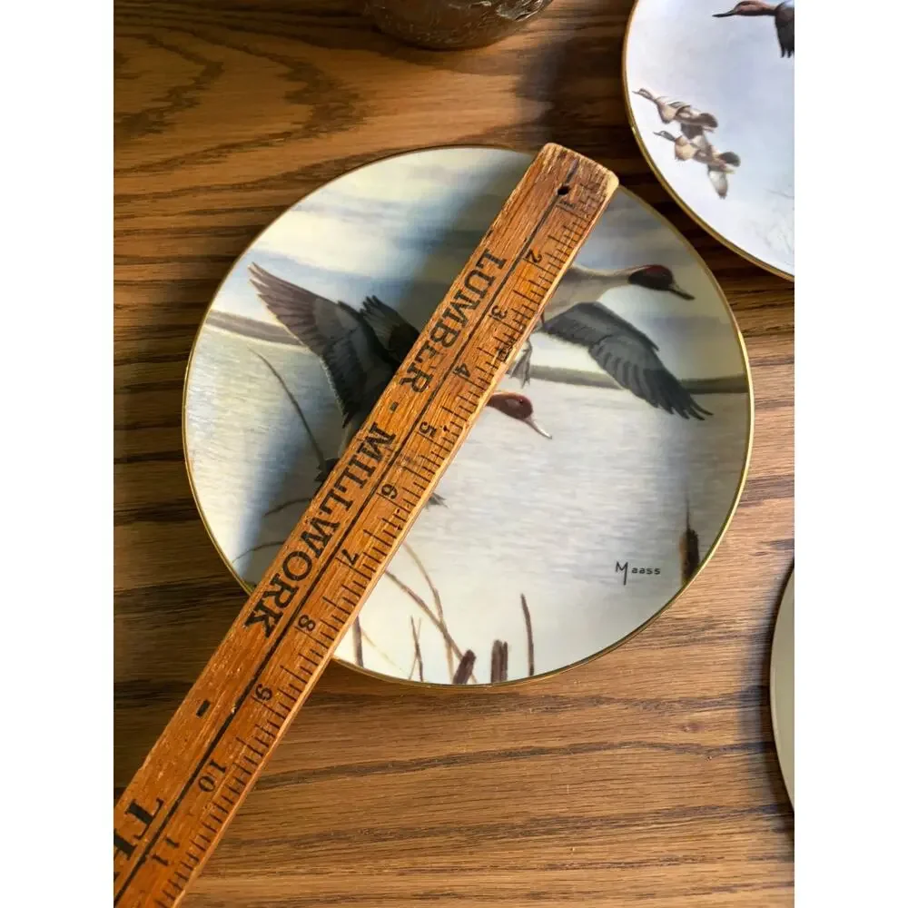 Vintage 1988 Duck Plates Set Of 4 Ducks Taking Flight 8 inch Plate Danbury Mint