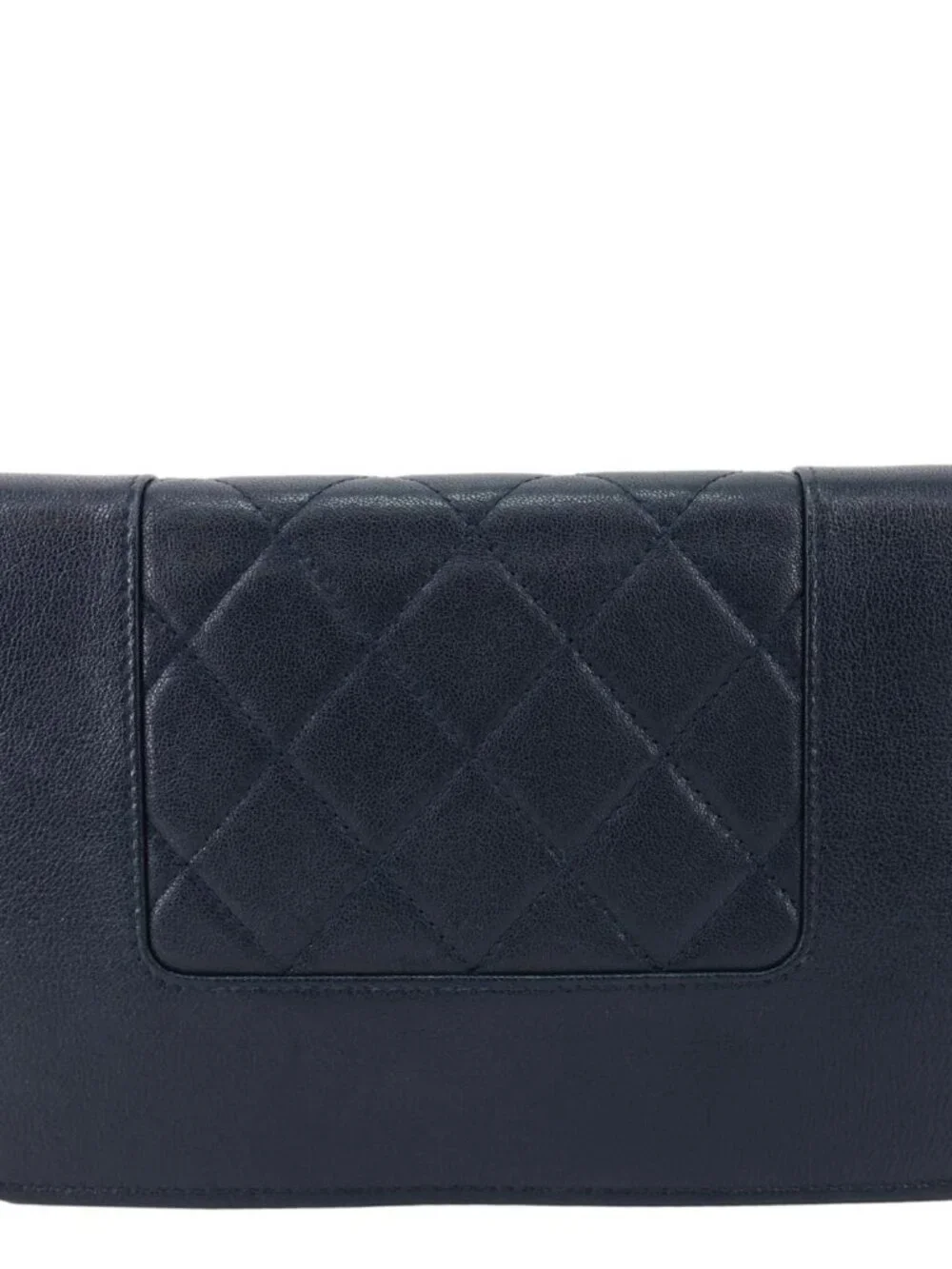 Chanel  Mademoiselle Vintage Flap Quilted Leather Wallet On Chain Navy Blue