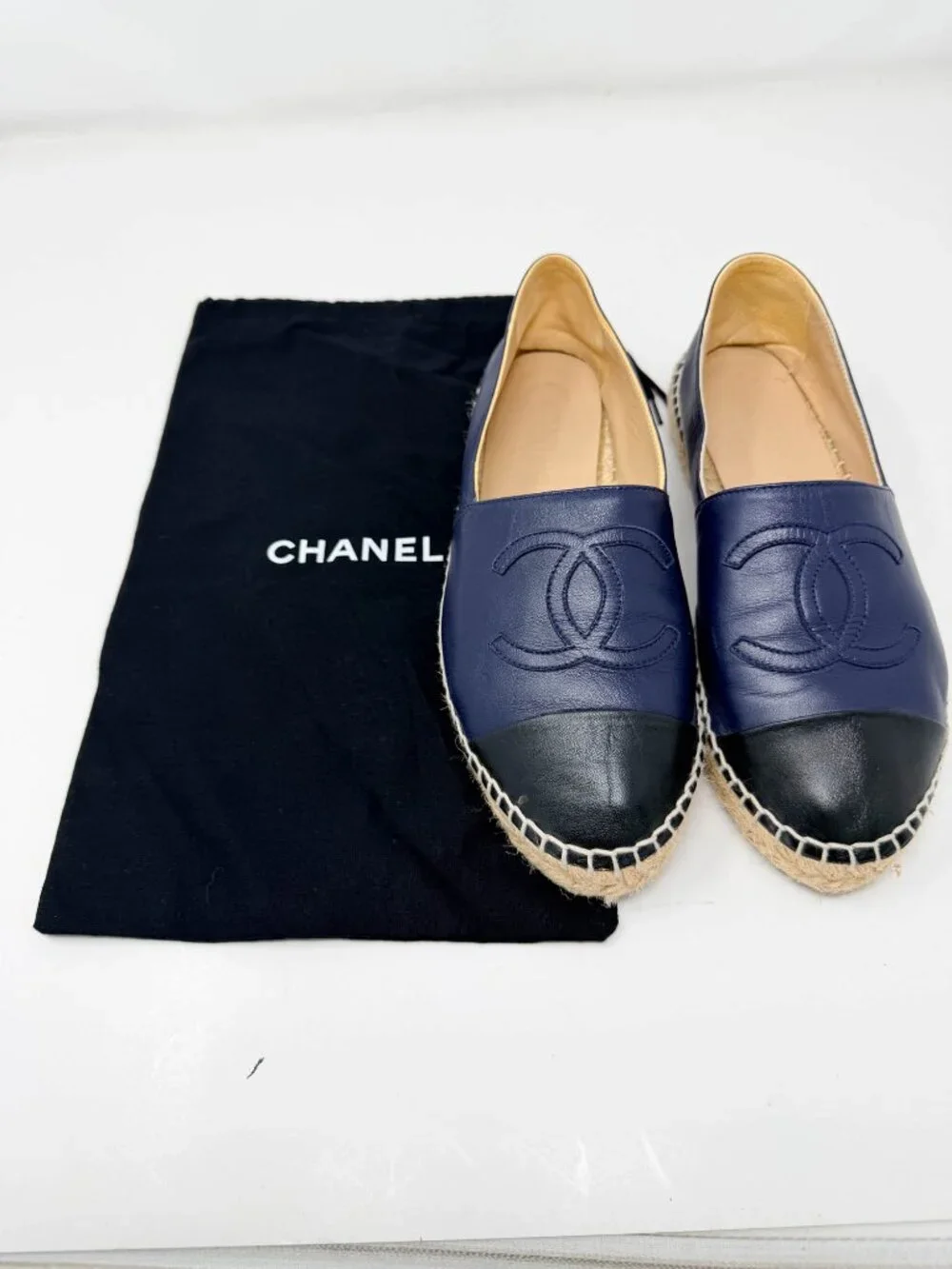 Chanel Leather Espadrilles - Navy & Black