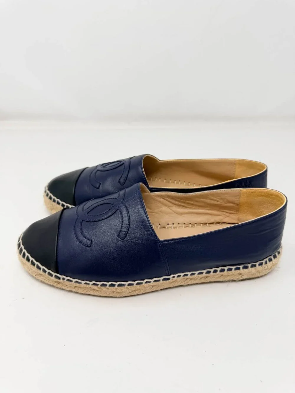 Chanel Leather Espadrilles - Navy & Black