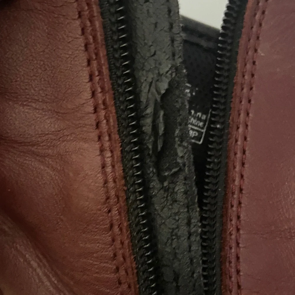 Dr. Martens Burgundy Leather Lace-Up Boots with Side Zipper