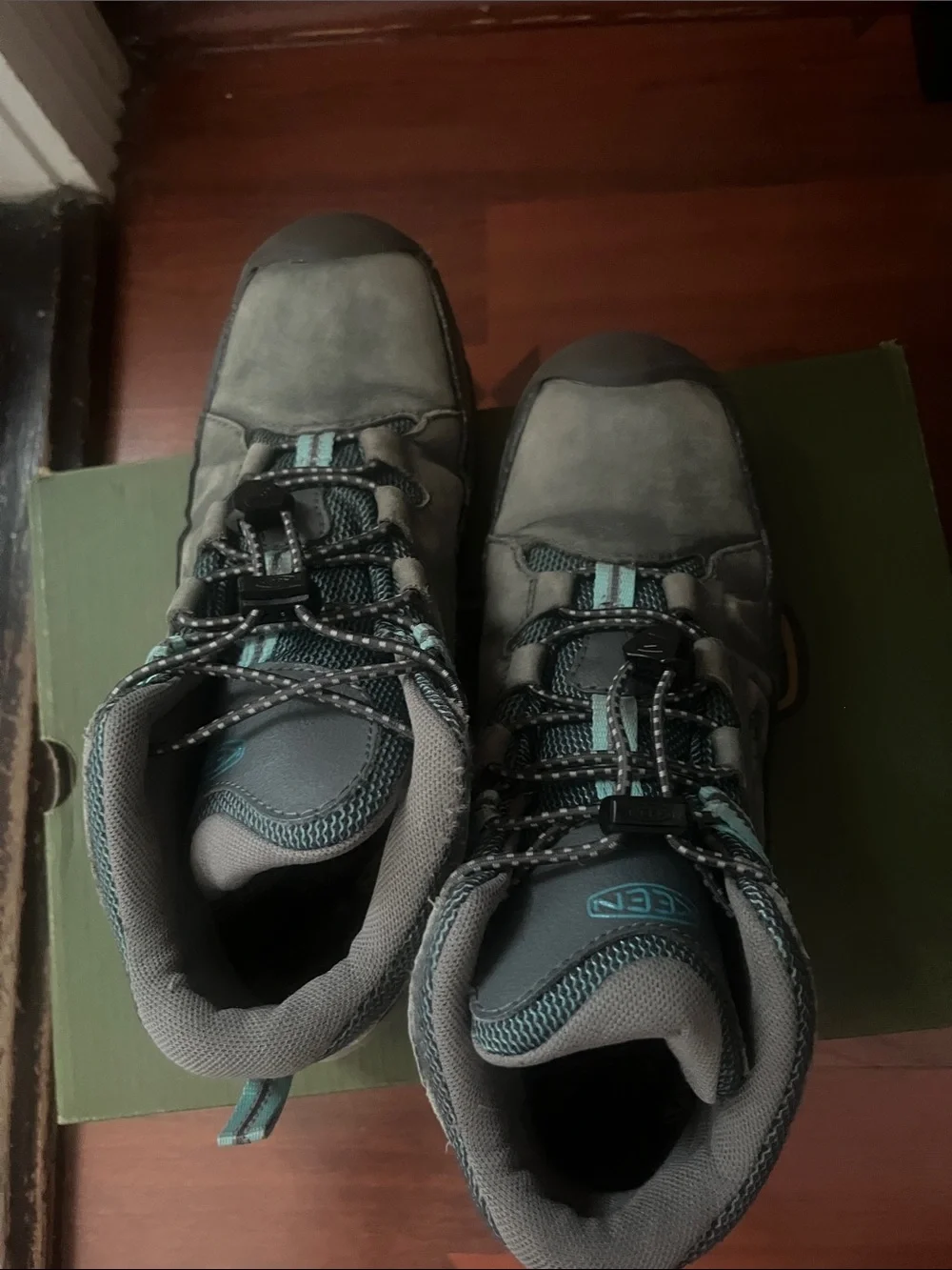 Keen Gray and Teal Kids' Hiking Boots
