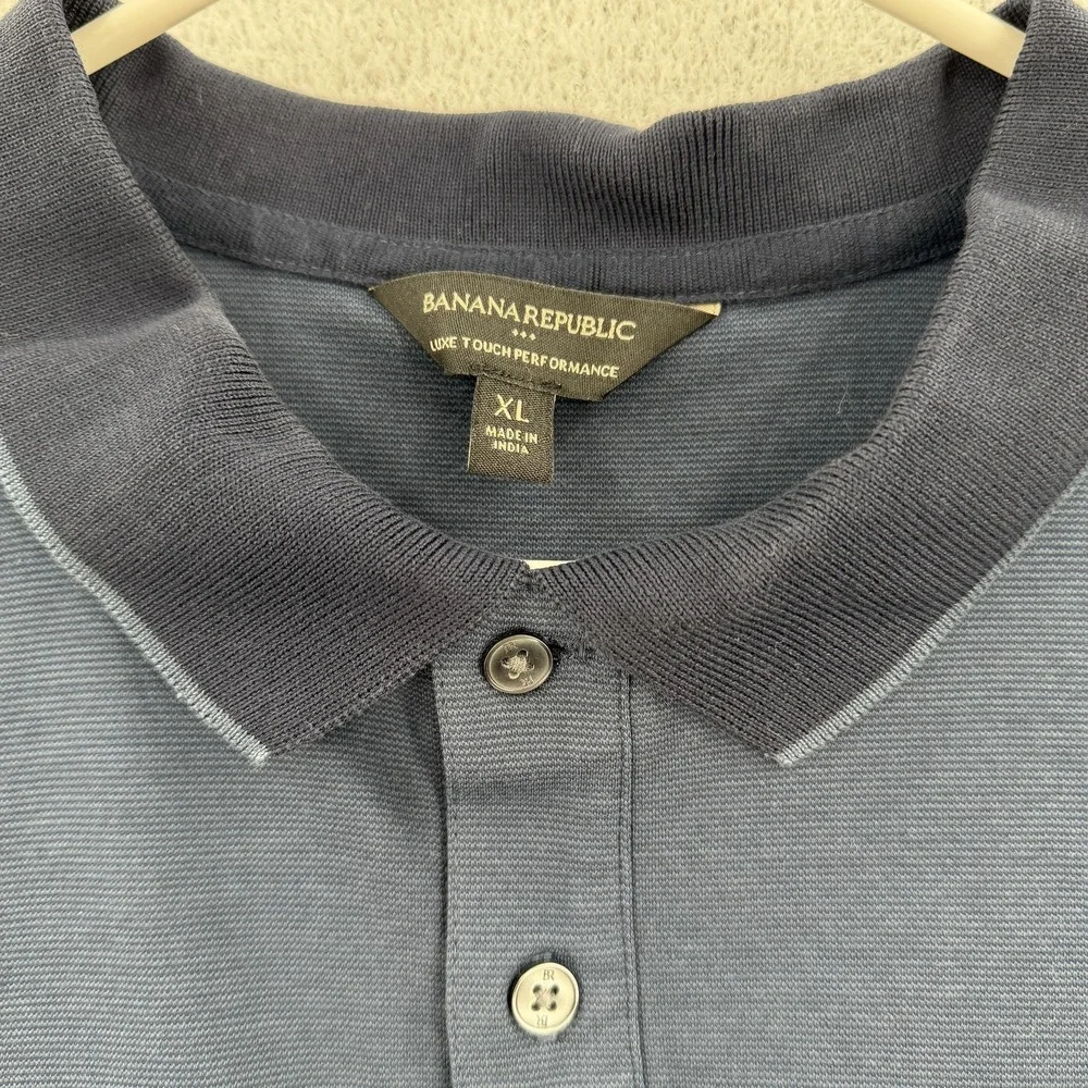 Banana Republic Polo Shirt Mens XL Navy Luxe Touch‎ Performance Short Sleeve