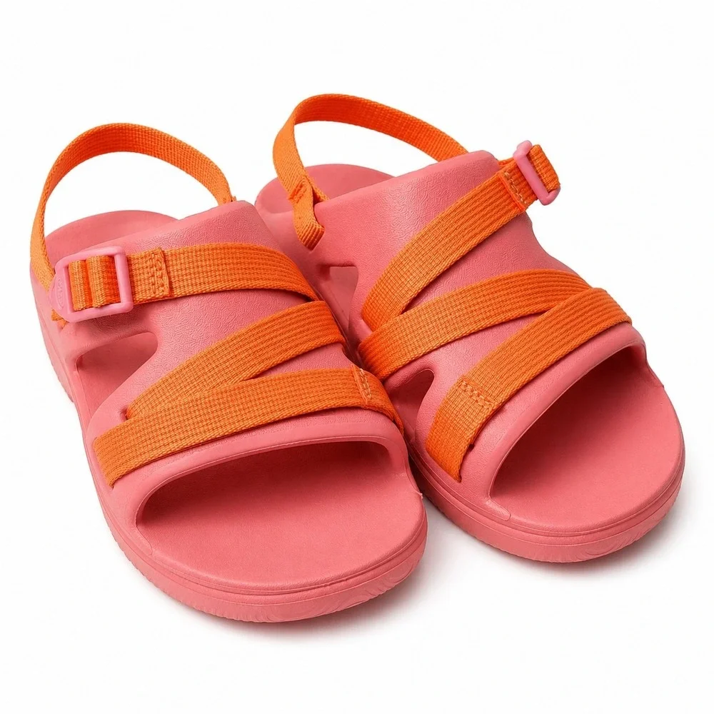 CHACO Chillos Sport Sandals Youth/Girls Sz 4 Rose Pink/Orange Adjustable Straps
