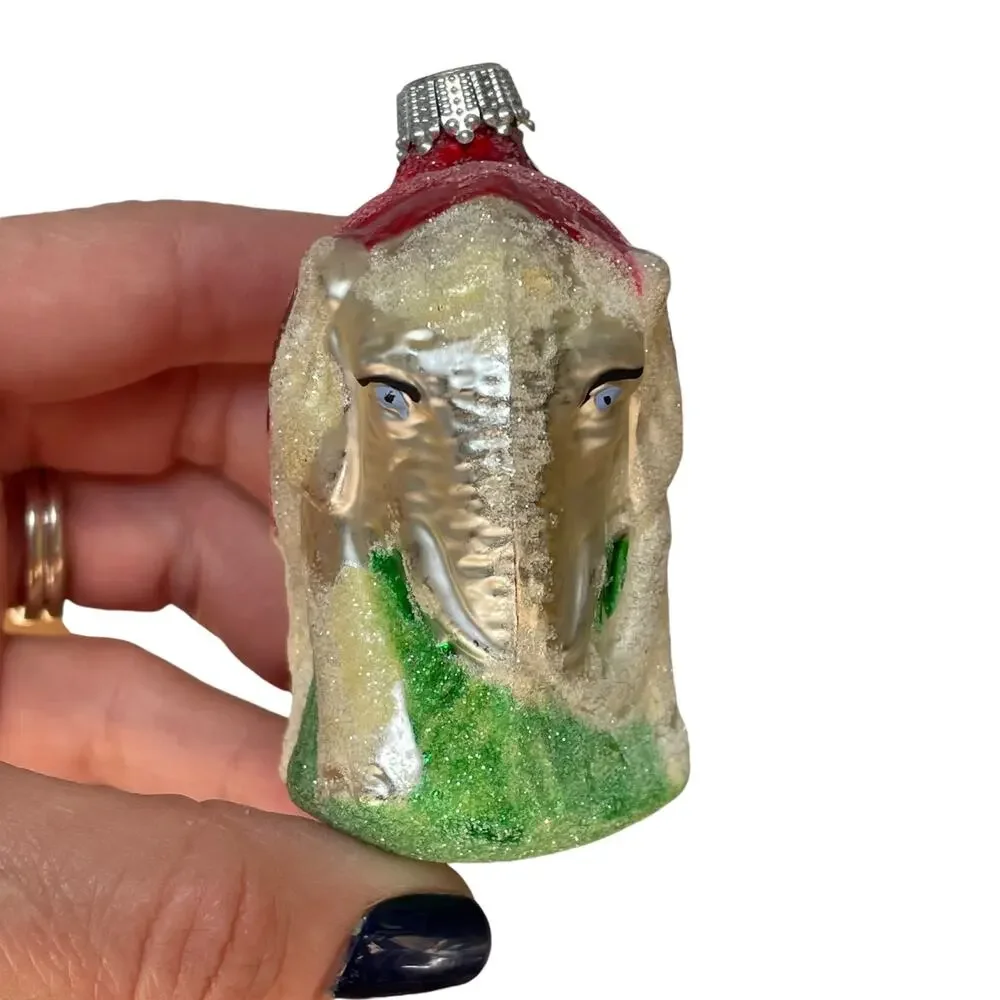 Mercury Glass Circus Elephant Ornament Kreg Germany Sugared Blown Christmas