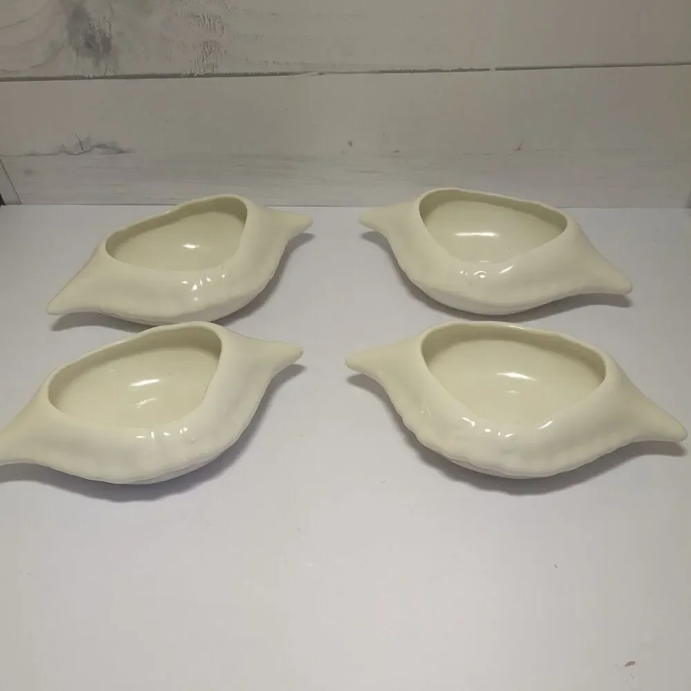 Vintage Imperial/ Deviled Crab  signed Hall Baking Dishes Set of 4 White