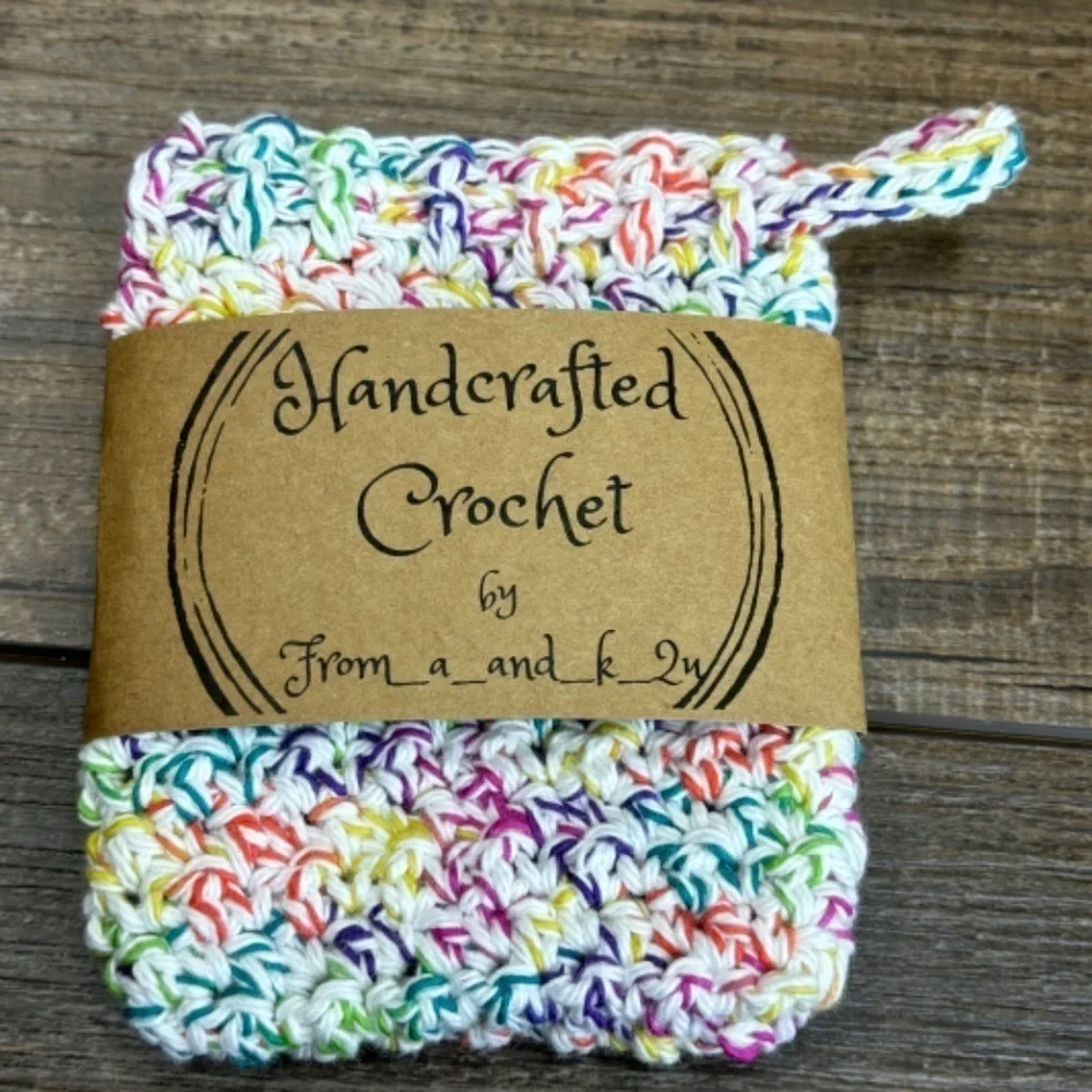 Crochet Bar Soap Saver Cotton Handcrafted Exfoliating‎ Drawstring Pouch Bag
