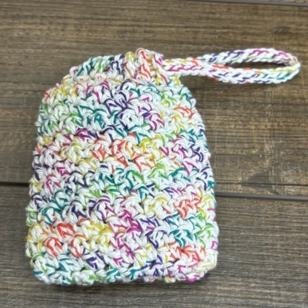 Crochet Bar Soap Saver Cotton Handcrafted Exfoliating‎ Drawstring Pouch Bag