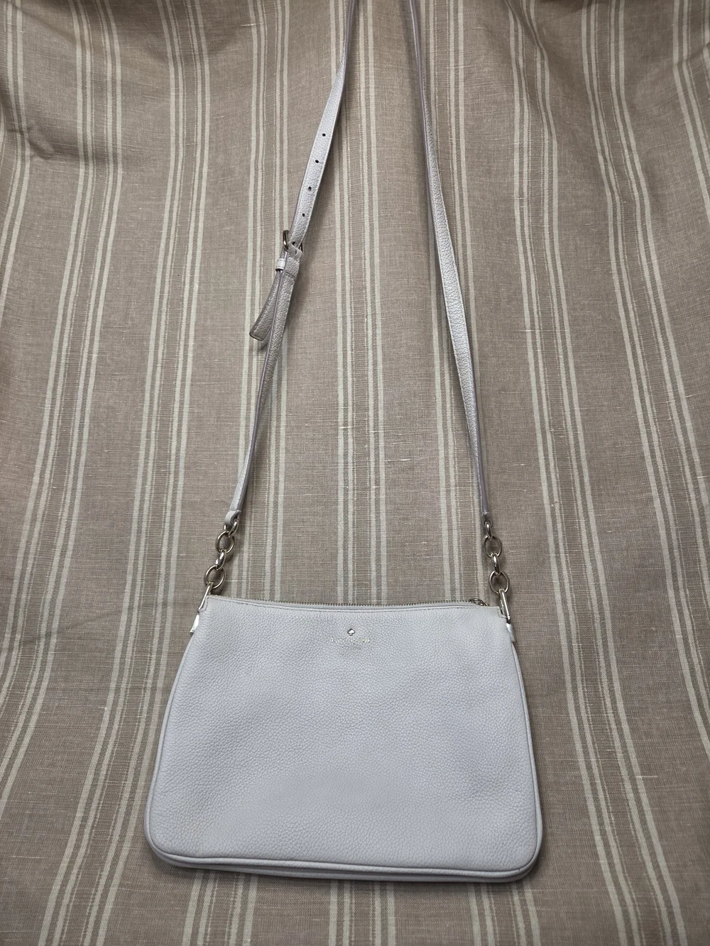 Kate Spade New York White Pebbled Crossbody Bag