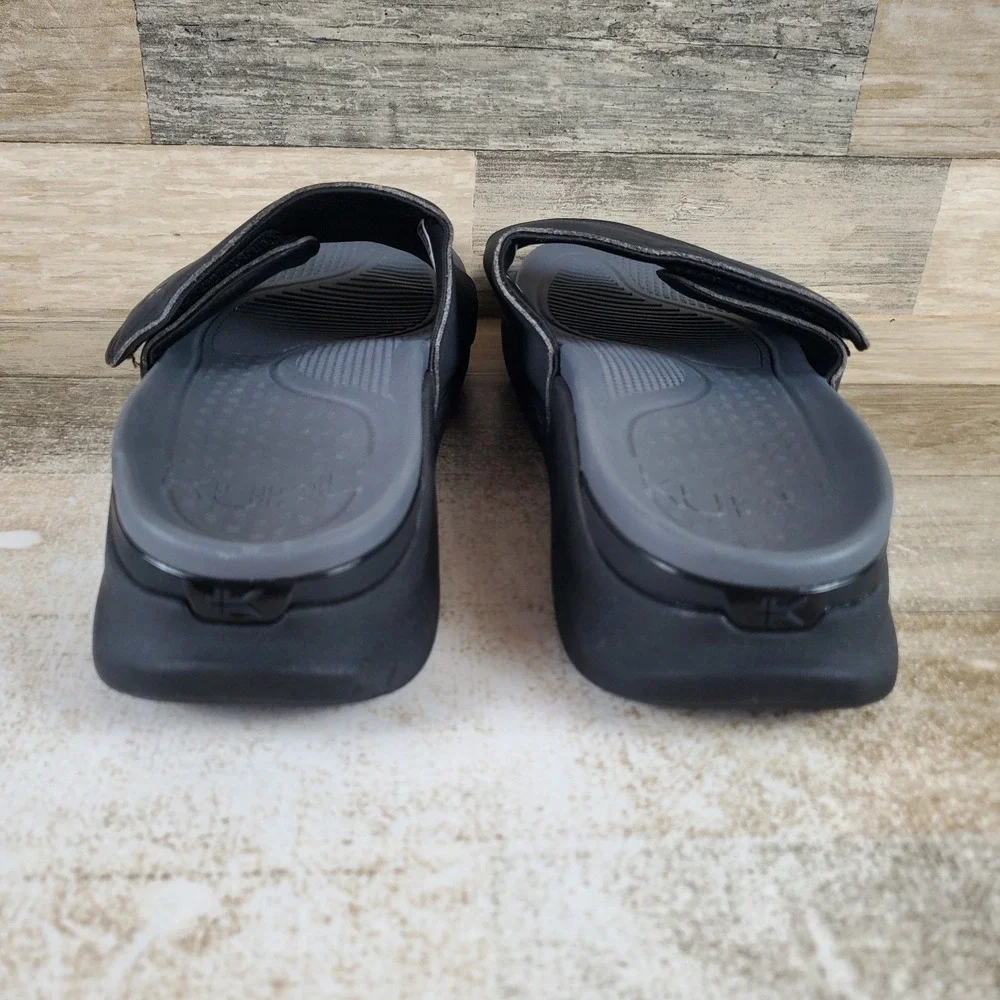 Kuru Moment Mens Slide Sandals Sz‎ 13 M Jet Black Storm Gray Platform Slip On