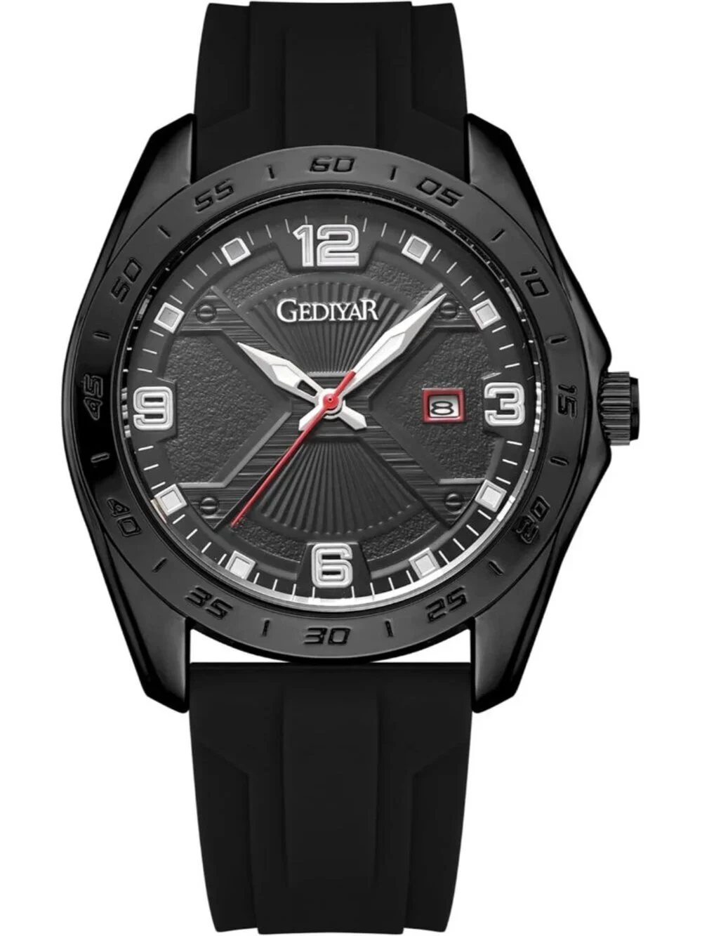 Men's All Black Analog Quartz Sport Stylish Waterproof Silicone Band Wrist Watch