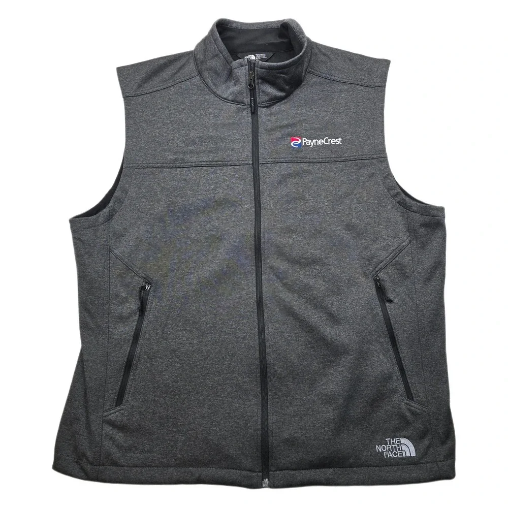 The North Face Windwall Vest Mens XL Charcoal‎ Grey Full Zip Co. Logo