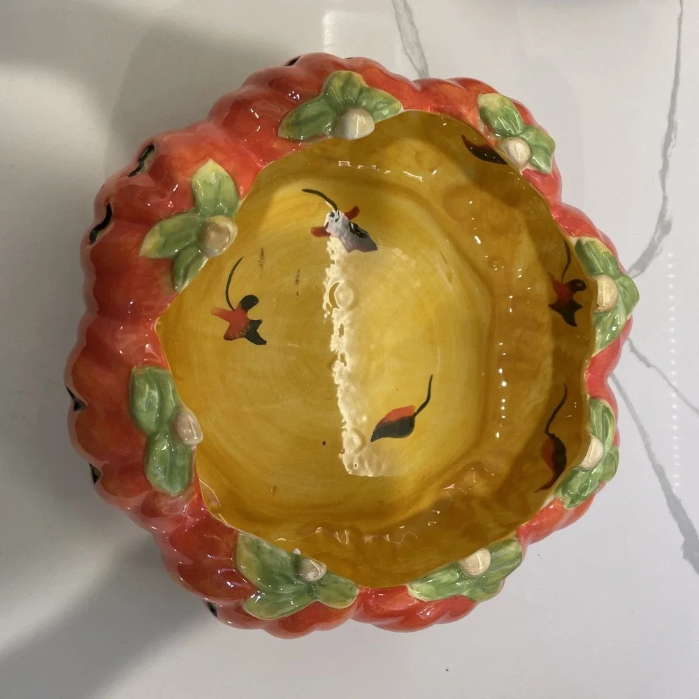 Certified International Halloween Pumpkin Cookie Platter & Candy Bowl Set Orange