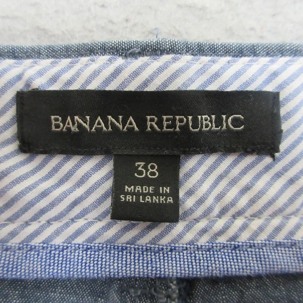 Banana Republic Chambray Chino Shorts Mens 38x10 Blue Cotton Casual Coastal Prep