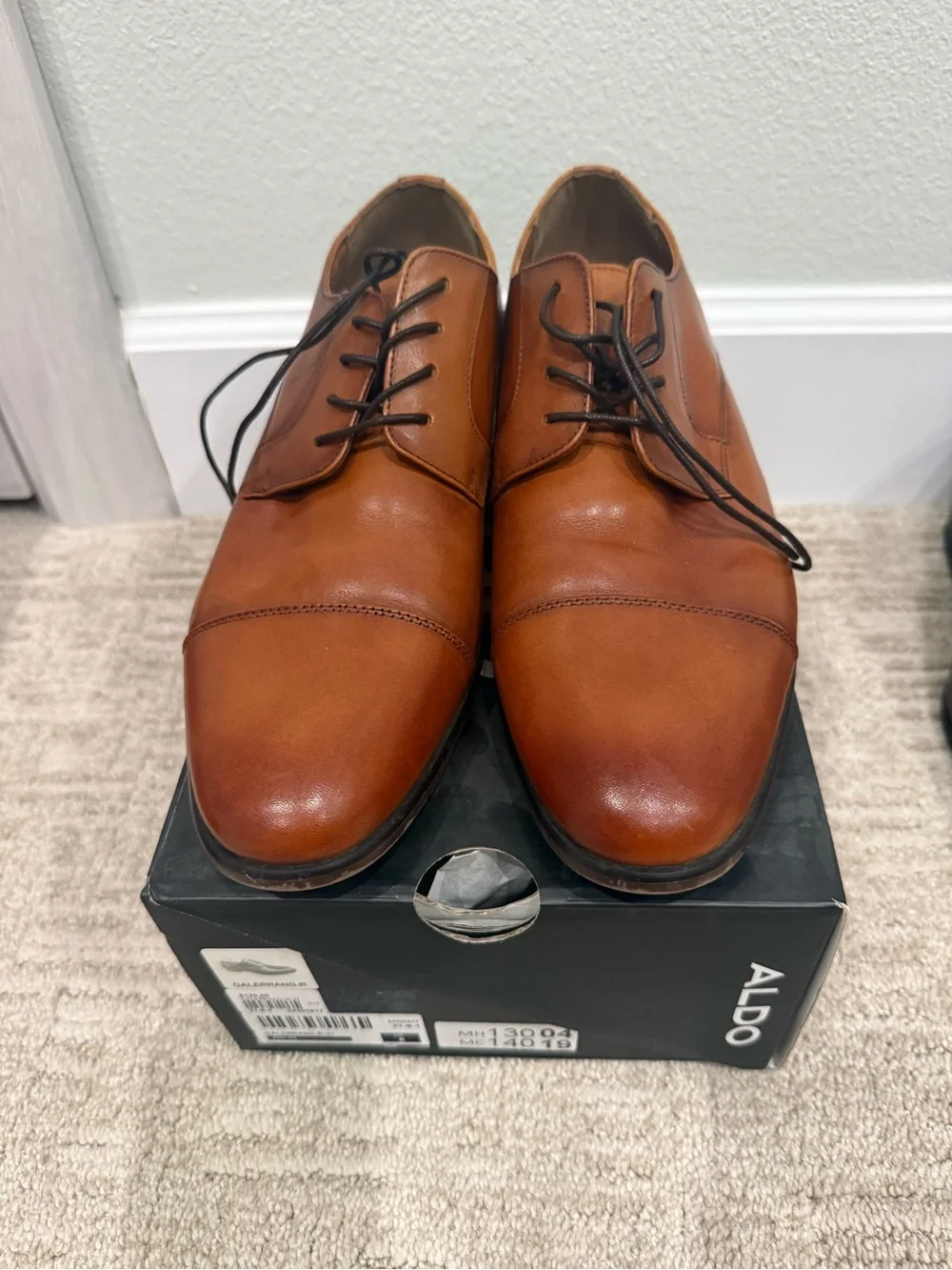 Aldo Men’s Brown Leather Cap-Toe Oxfords Sz 8 /41