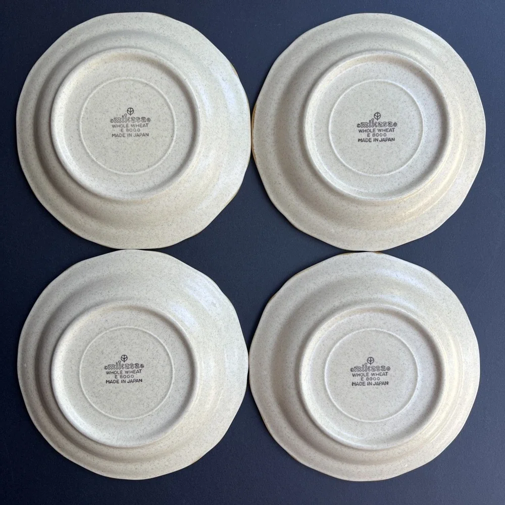VTG Mikasa Whole Wheat E8000 Saucers Set of 4 Japan Stoneware EUC Unused