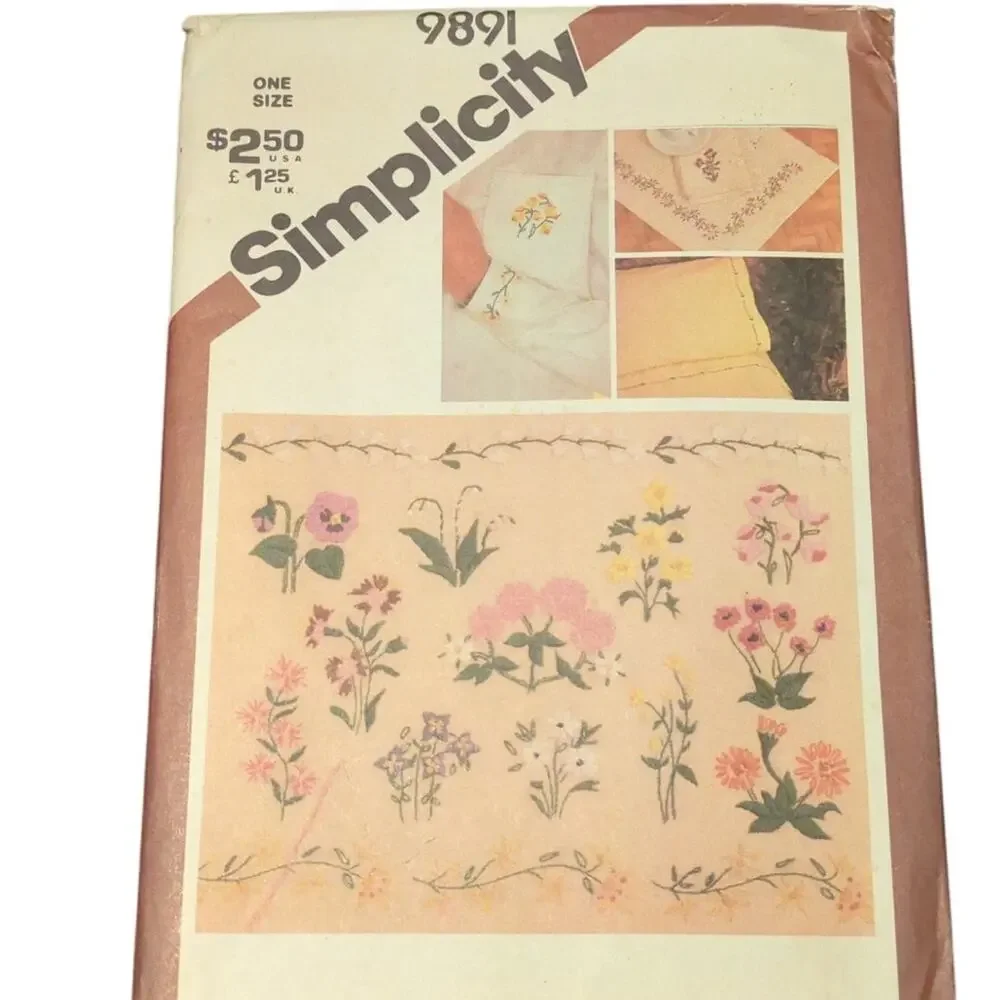 Simplicity 9891 Vintage Sewing Pattern One Size Embroidery Transfers and Linens