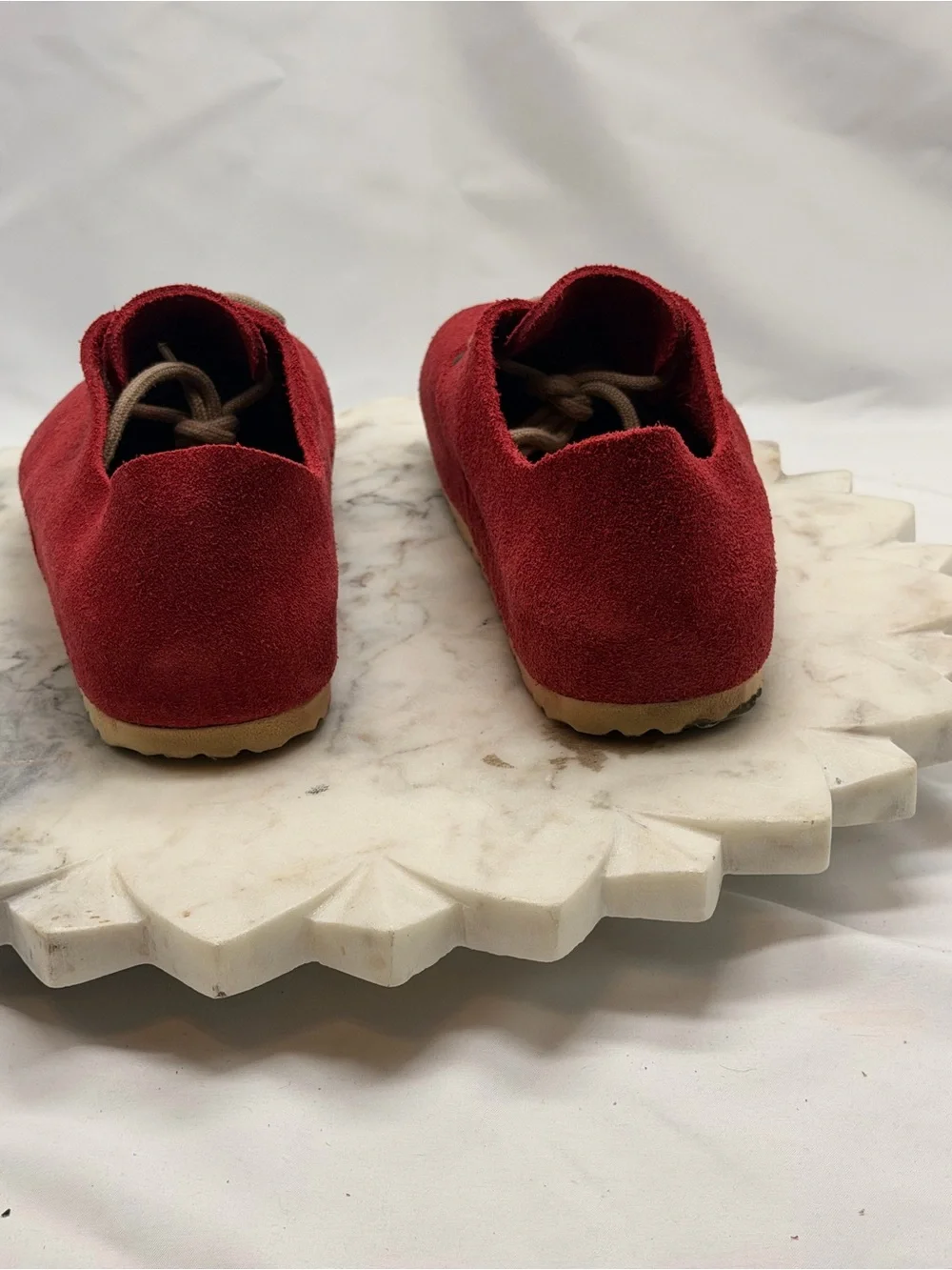 Birkenstock Red Suede Lace-Up Casual Shoes Low Sneakers Size EU 39