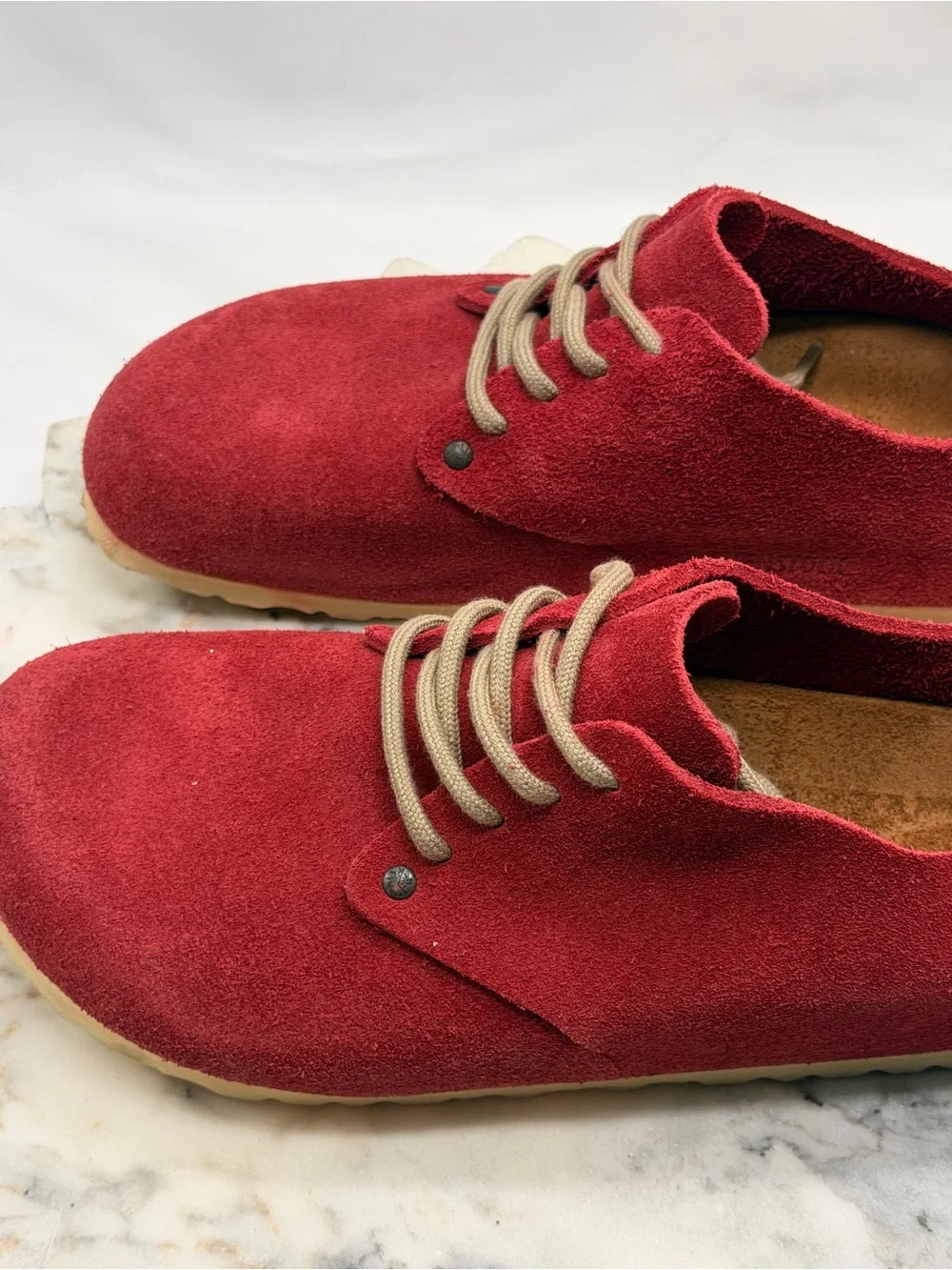 Birkenstock Red Suede Lace-Up Casual Shoes Low Sneakers Size EU 39