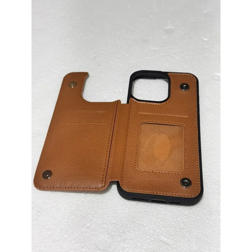 10x Magnetic Wallet Case Brown PU Leather Card Holder Stand Shockproof Arae 10pc