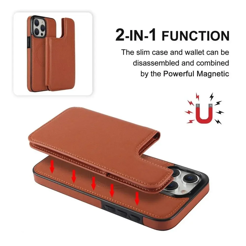 10x Magnetic Wallet Case Brown PU Leather Card Holder Stand Shockproof Arae 10pc