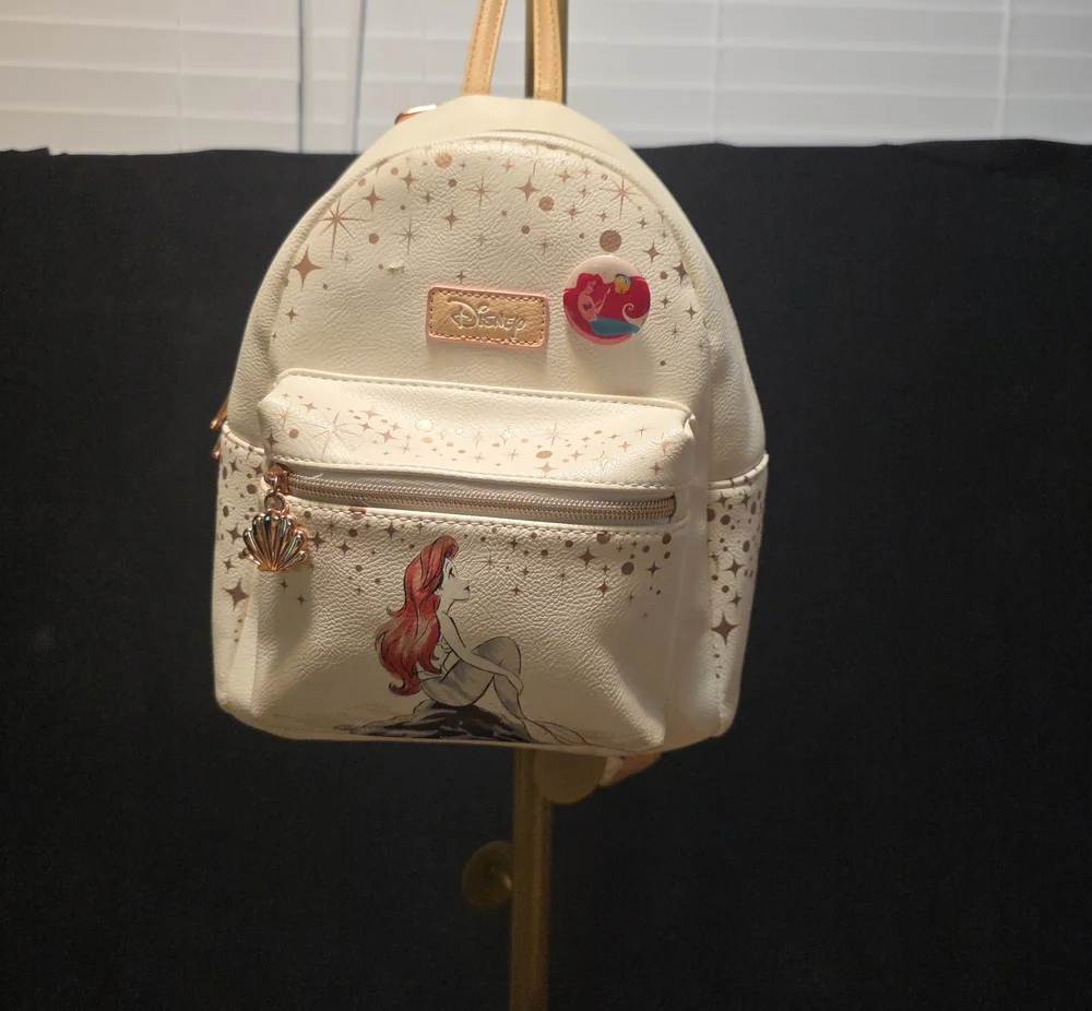 Disney Cream Ariel Mini Backpack with Rose Gold Shell Charm