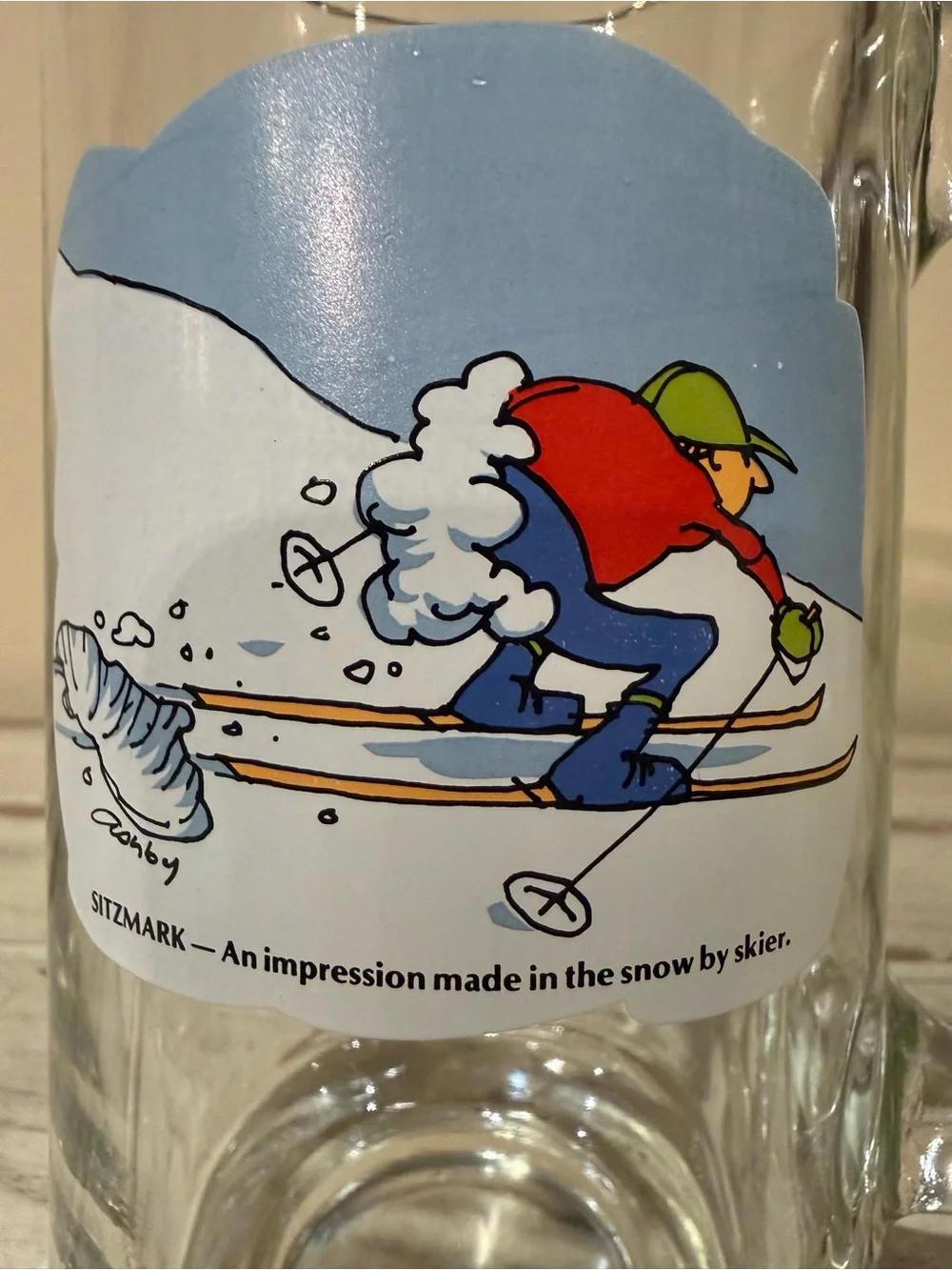 Vintage Sitzmark Ski Humor Glass Beer Mug Barware