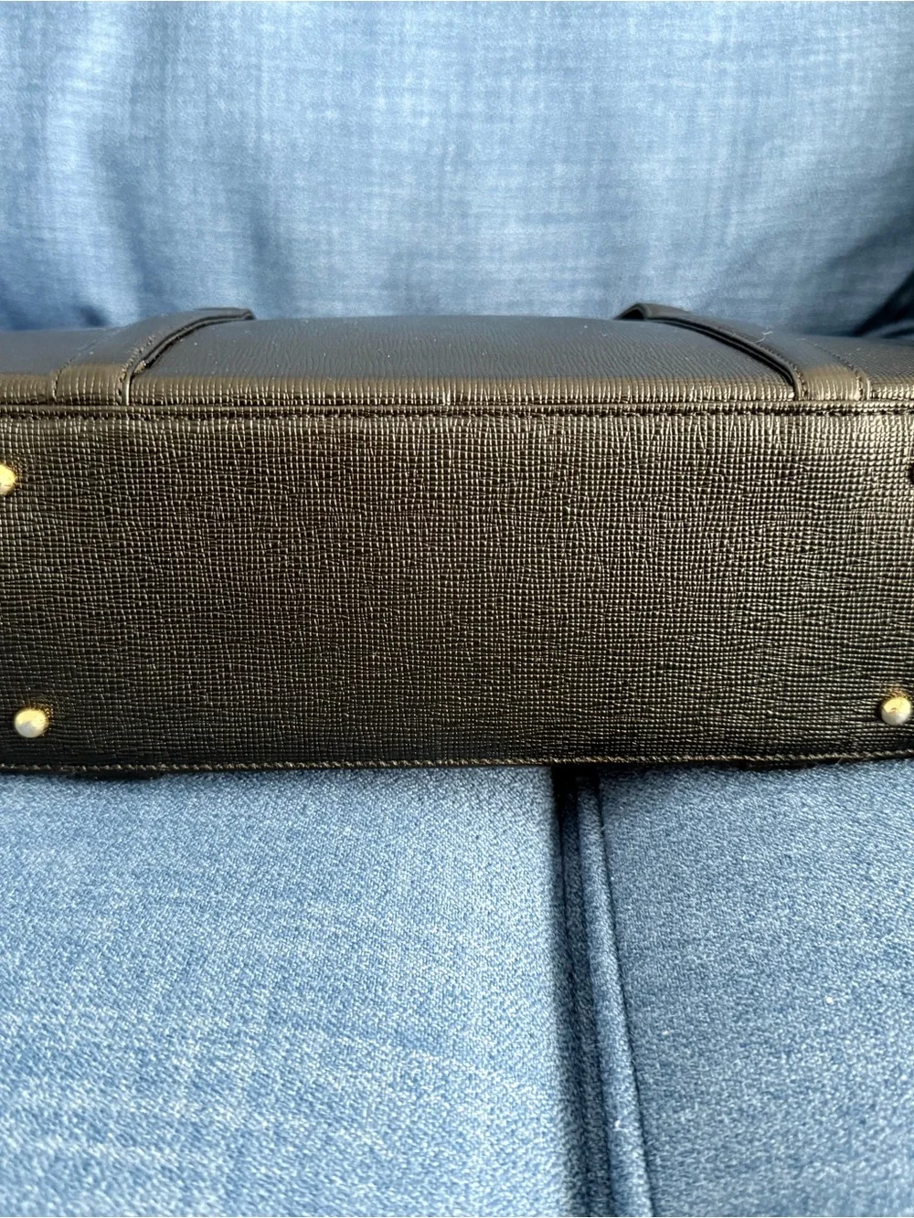 MCM Black Textured Leather Dome Satchel with Gold Accents