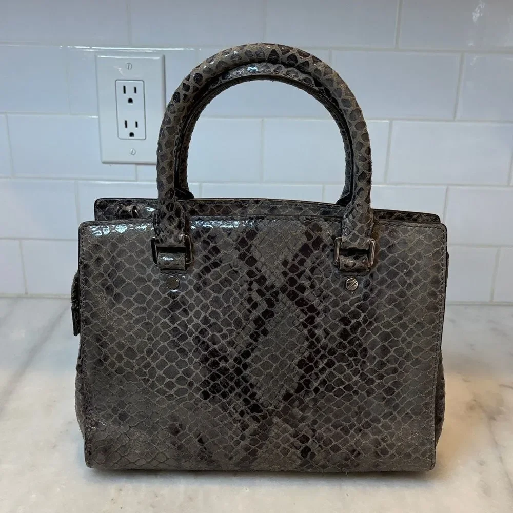 Michael Kors Purse Bag Handbag Snakeskin Selma Python Convertible Tote Satchel
