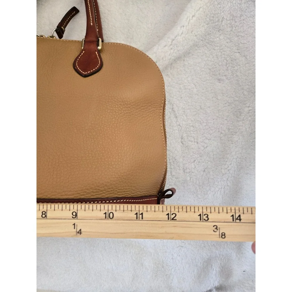 Dooney &‎ Bourke Pebbled Leather Dome Satchel Bag Tan Brown Two Tone Handbag