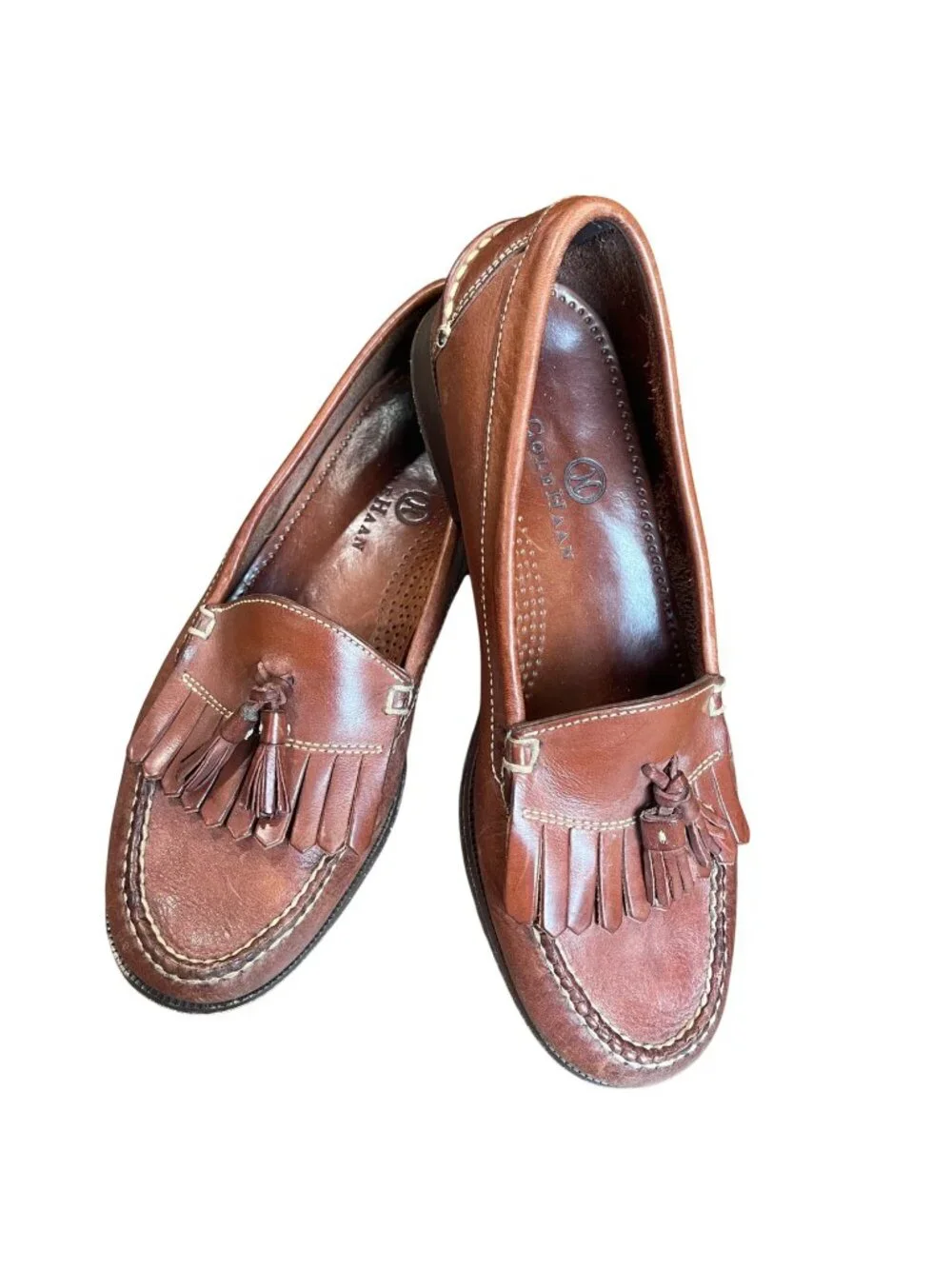 Cole Haan Leather Pinch Tassel Loafer Men's Size 9M‎ Brown Handsewn in Brazil