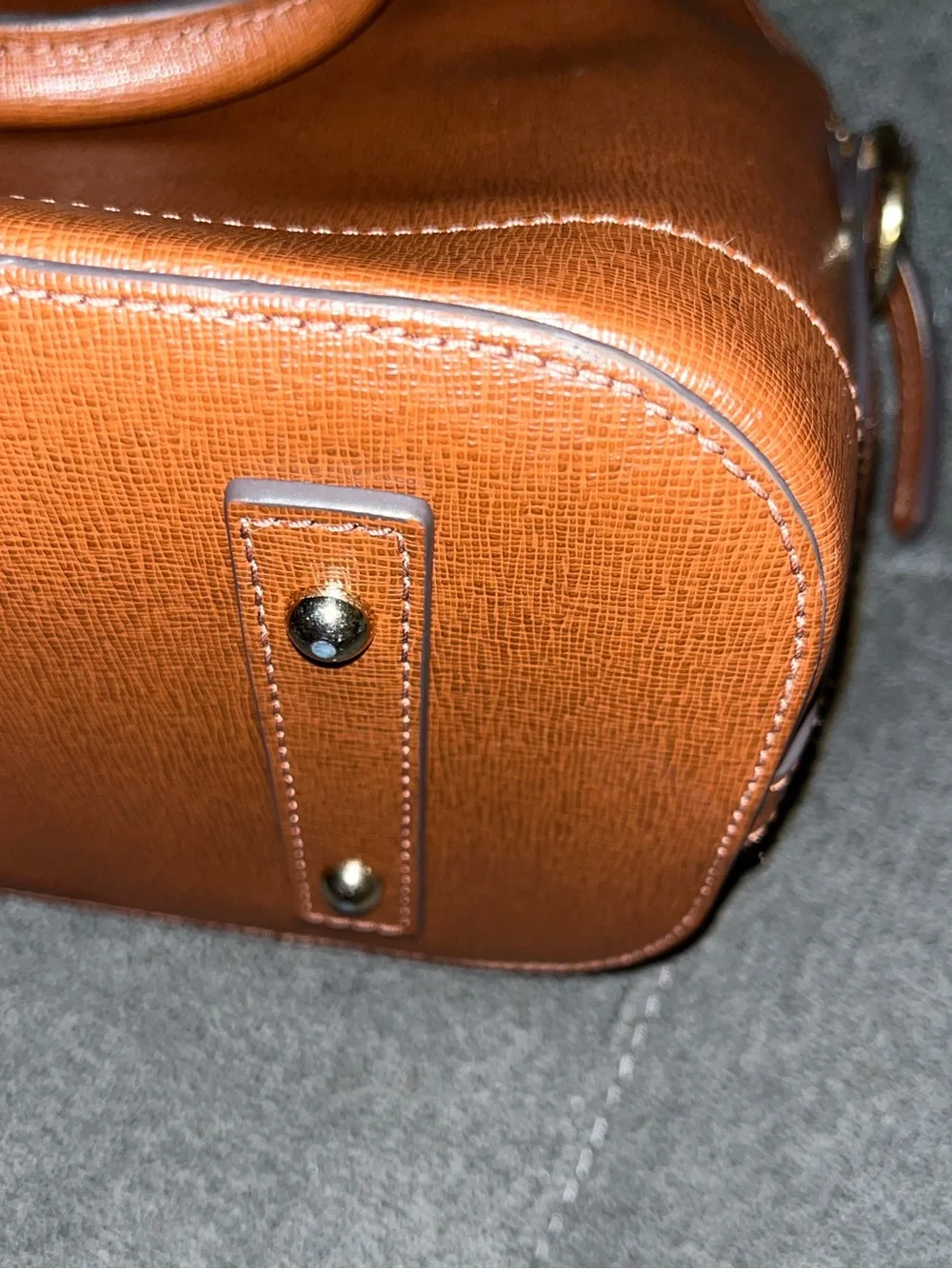 DOONEY & BOURKE SAFFIANO ZIP DOME SATCHEL IN LIGHT BROWN IALIAN LEATHER