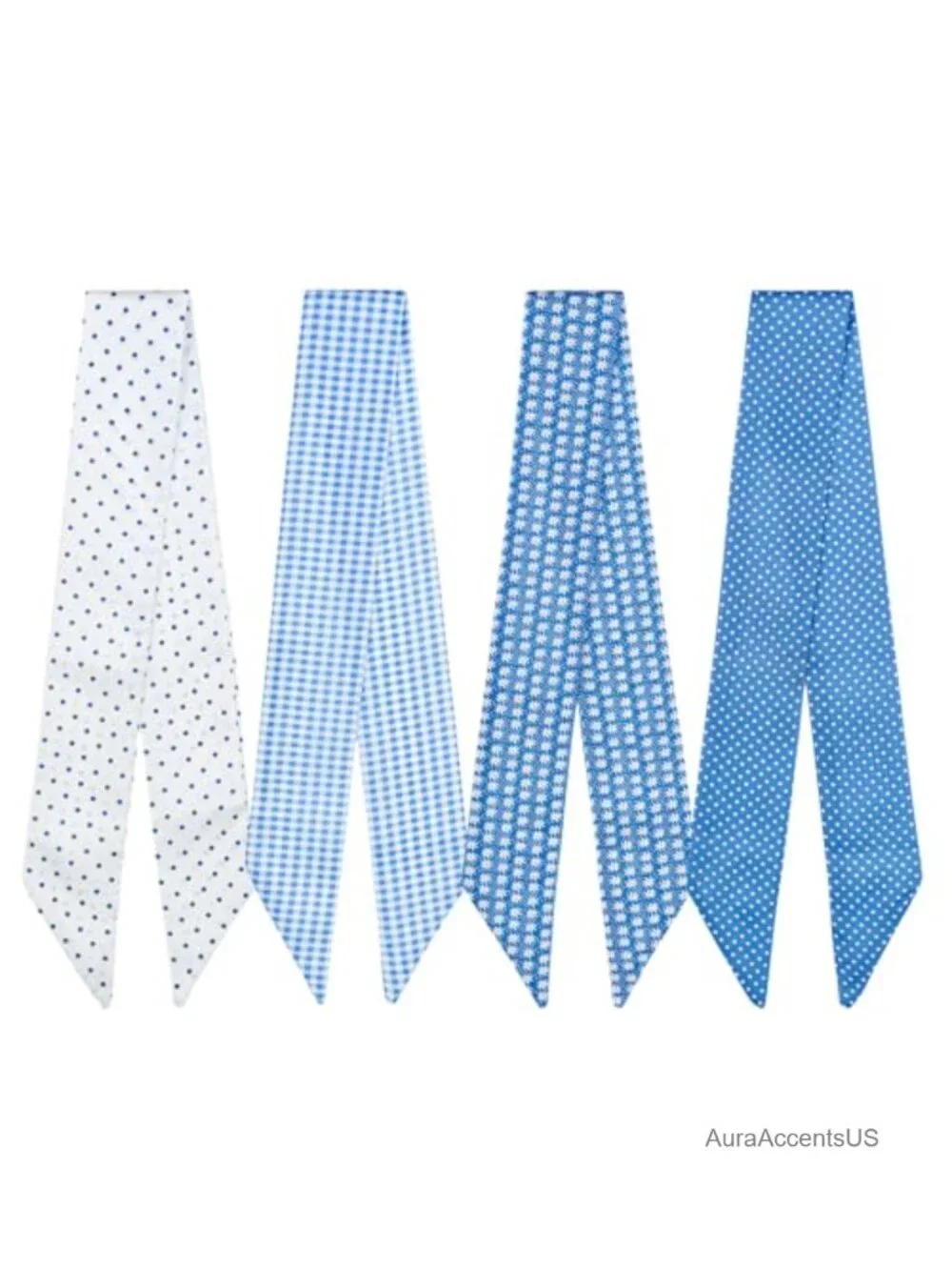 4 Pack Twill Scarf Set Skinny Scarf for Bags and Hair Accessories