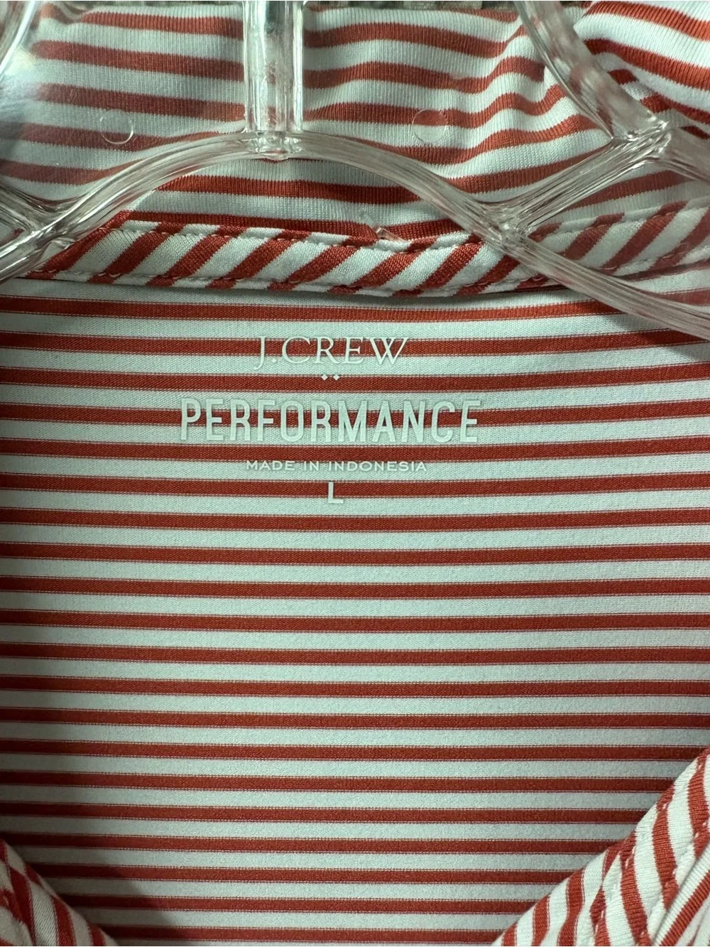 😍J Crew Red & White Narrow-Striped Polo