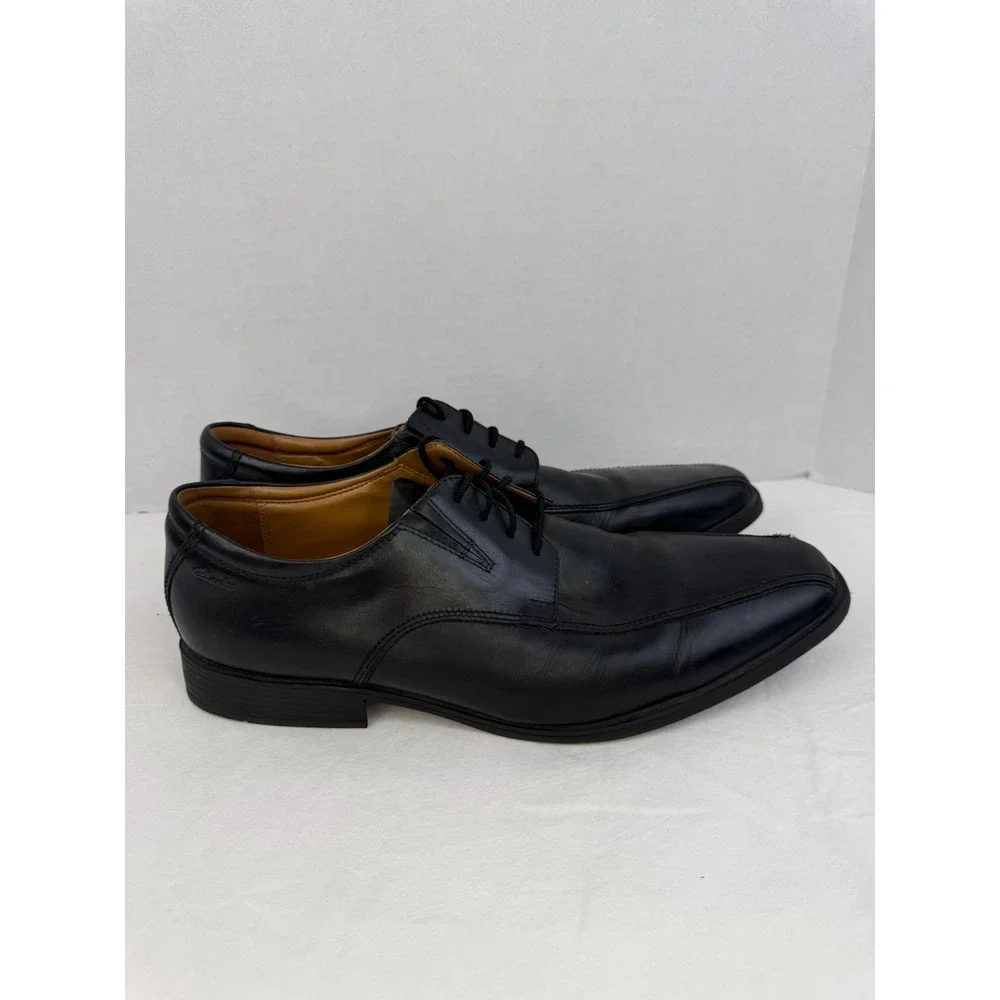 Clarks Collection Mens Black Leather Bicycle Toe Oxford Dress‎ Shoes Size 15 M